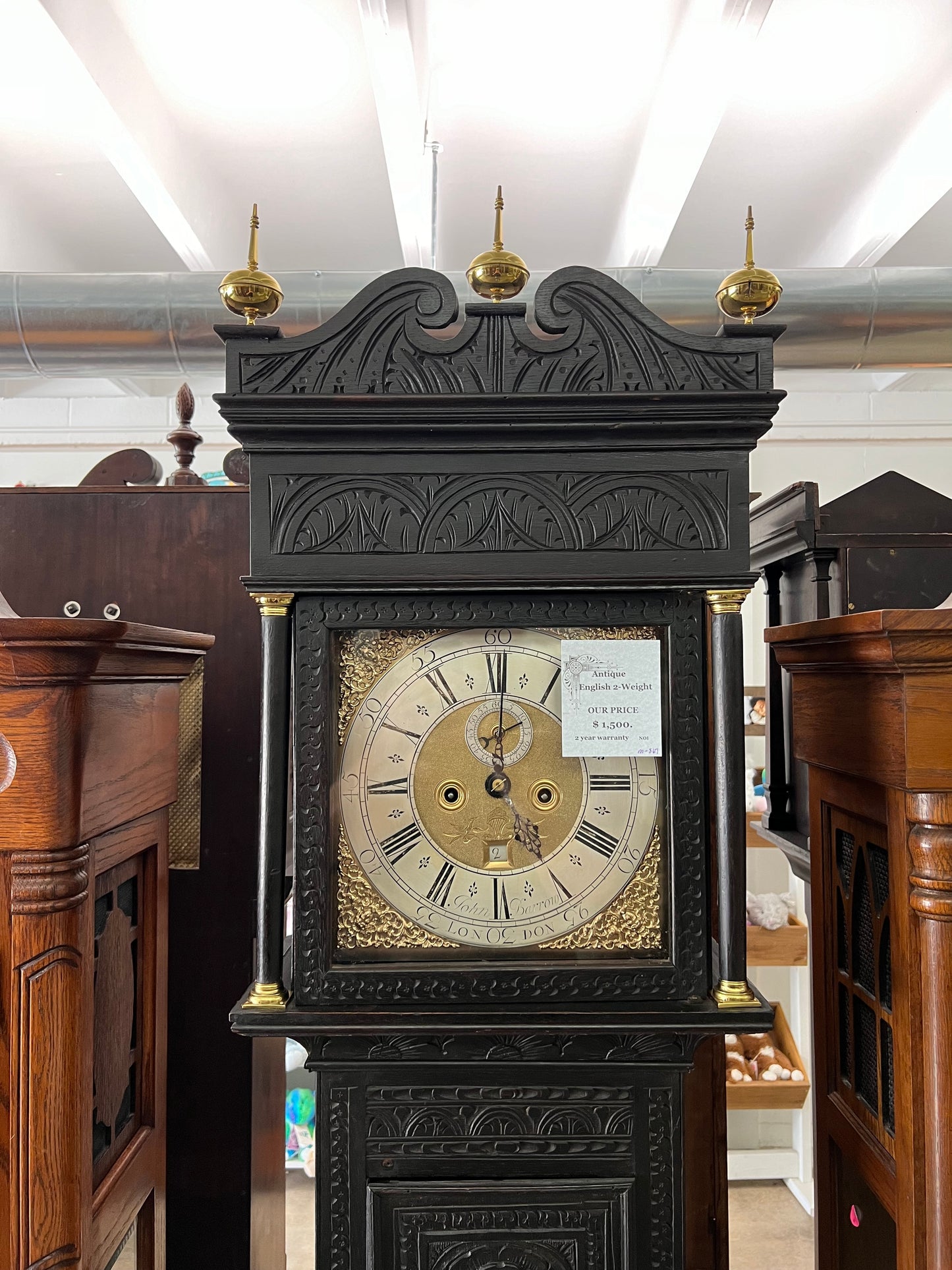 ANTIQUE - English  2-WEIGHT GRANDFATHER CLOCK