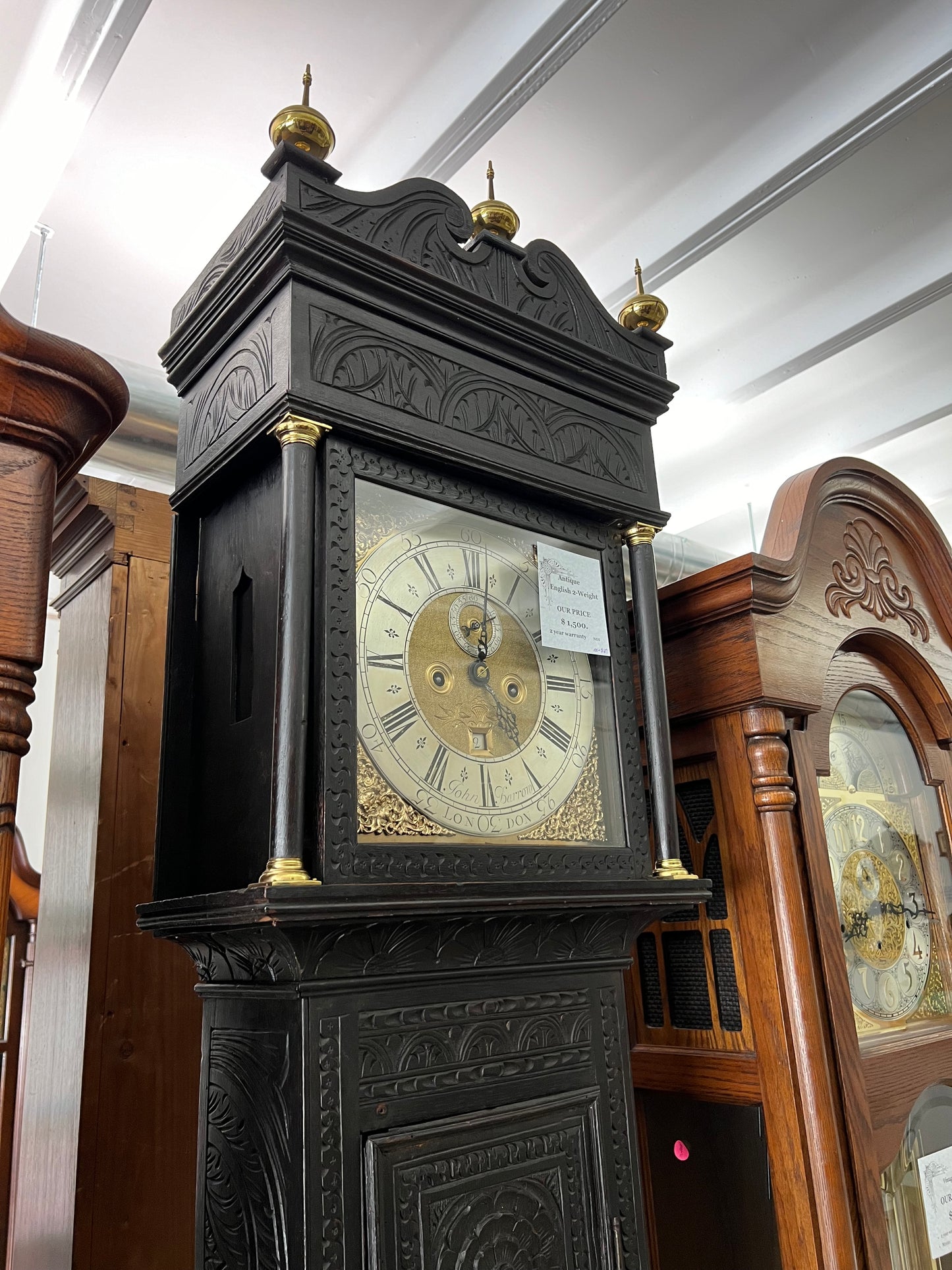 ANTIQUE - English  2-WEIGHT GRANDFATHER CLOCK