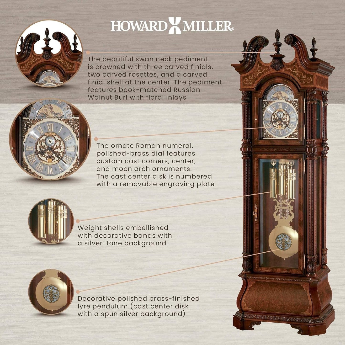 Howard Miller - J.H. MILLER GRANDFATHER CLOCK (611-030)