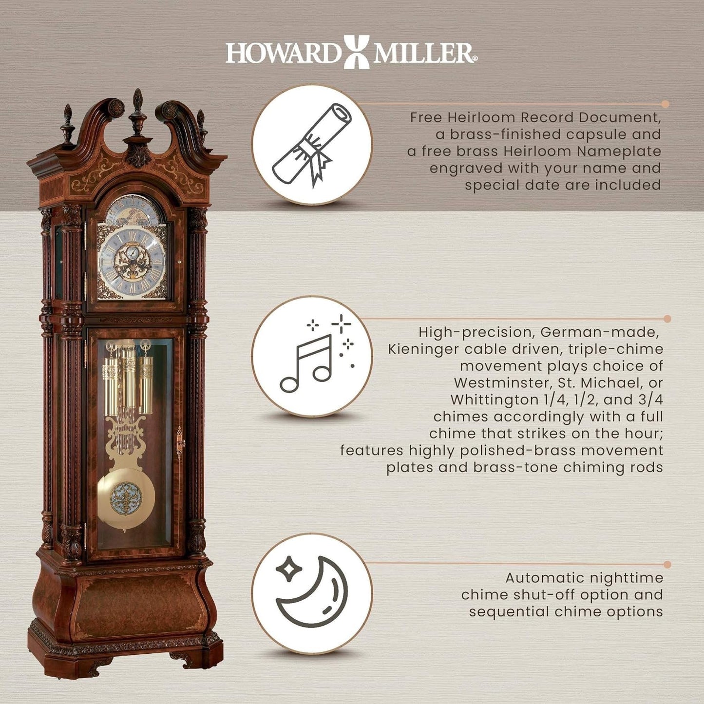 Howard Miller - J.H. MILLER GRANDFATHER CLOCK (611-030)